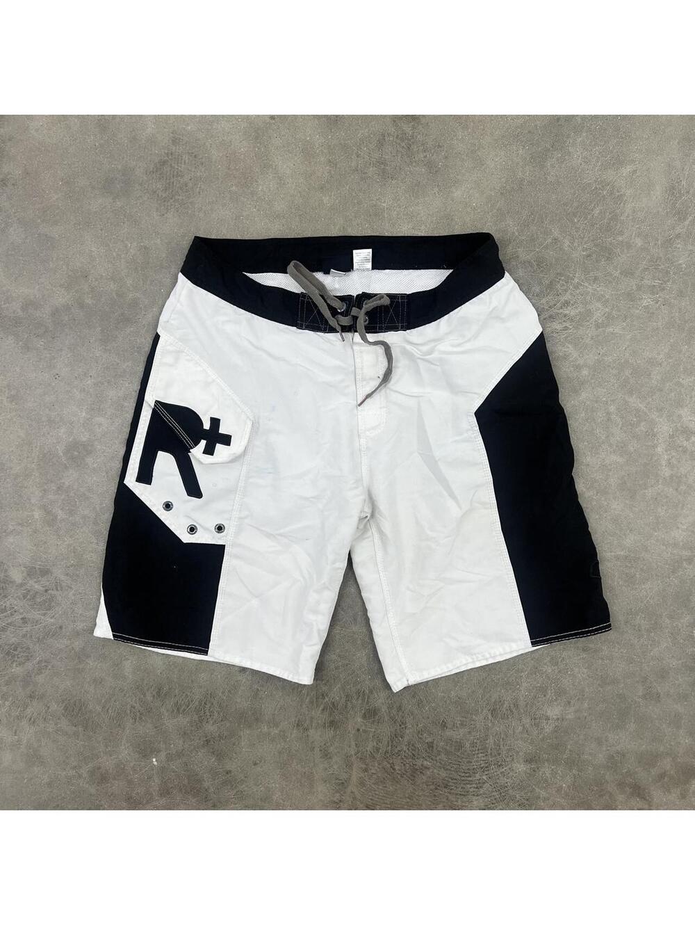 Rocawear Swimtrunk Shorts Size XL Black White Y2K 2000s Embroidered